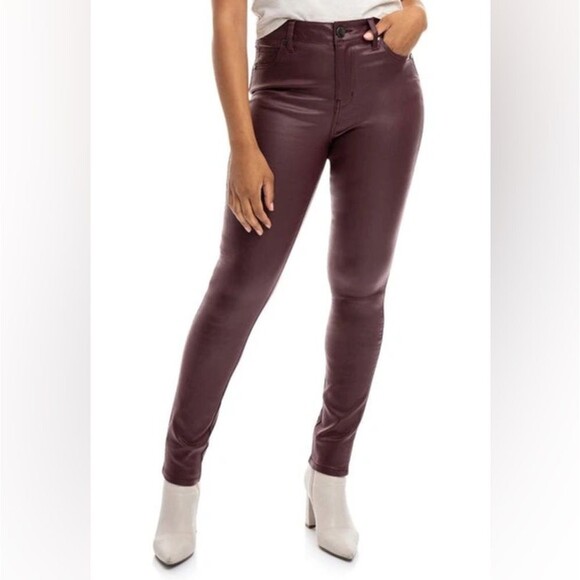 NWT 1822 Denim Burgundy Coated High Rise Skinny Jeans 4/27 - Picture 1 of 11